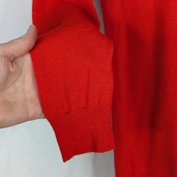 J. Crew Red Merino Wool Crew Neck 3/4 Sleeve Sweater - Picture 5 of 8